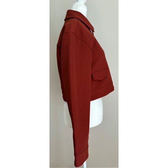 SFAM 7 For All Mankind Cropped Casual Moto Barrel Sleeve Jacket Rust/Orange XS - Picture 4 of 14